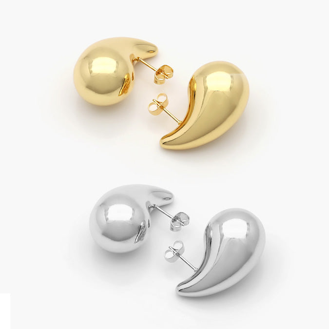 Aretes Chapa de Oro Lágrima 31 mm. Mod. 0388