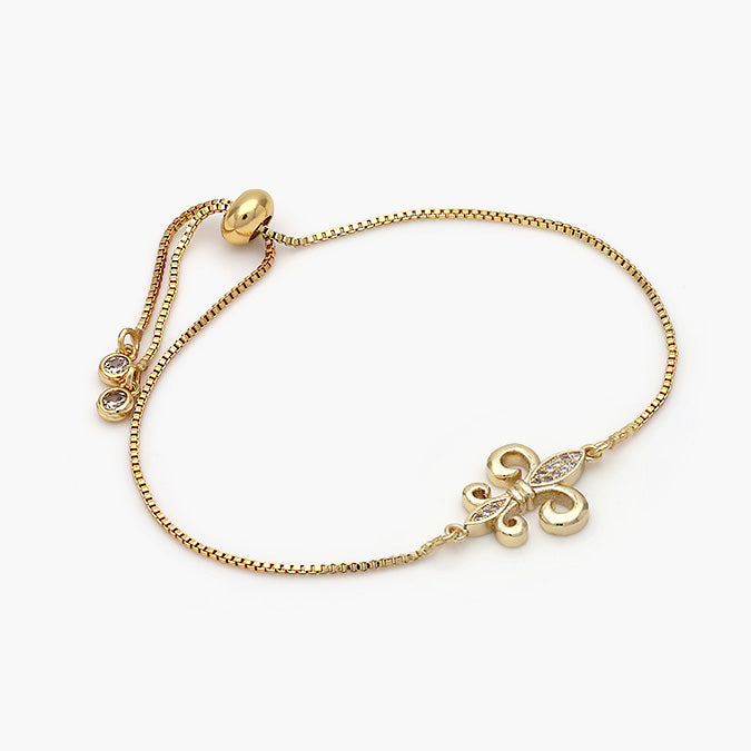 Pulsera Ajustable Chapa de Oro Flor de Lis Mod.364