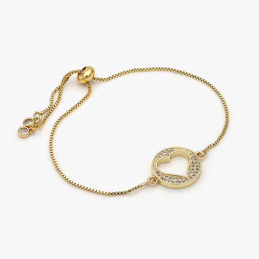 Pulsera Ajustable Chapa de Oro Corazón Mod.386