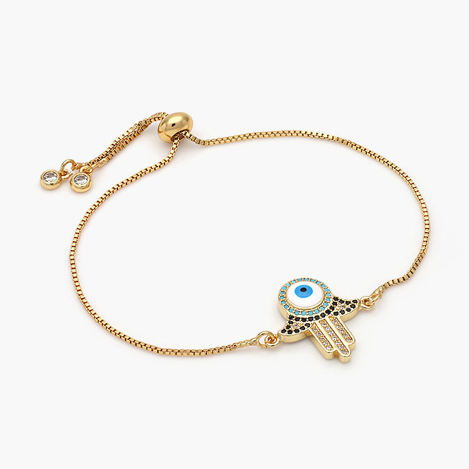 Pulsera Ajustable Chapa de Oro Mano de Fátima Mod.460