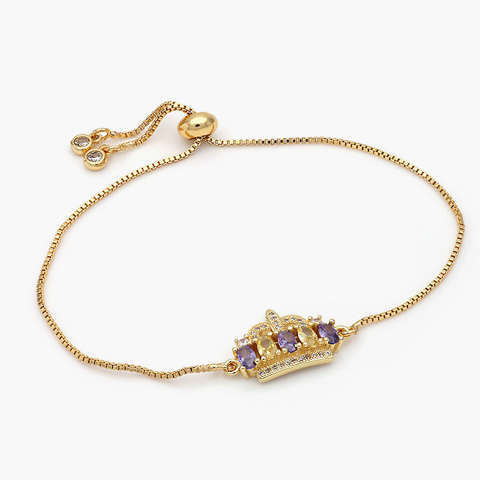 Pulsera Ajustable Chapa de Oro Corona Mod.465