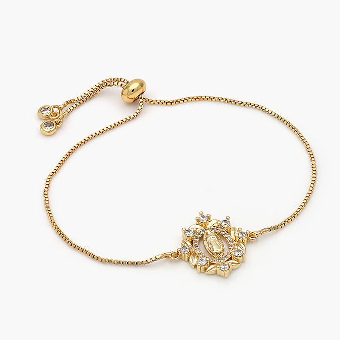 Pulsera Ajustable Chapa de Oro Virgen de Guadalupe Mod.468