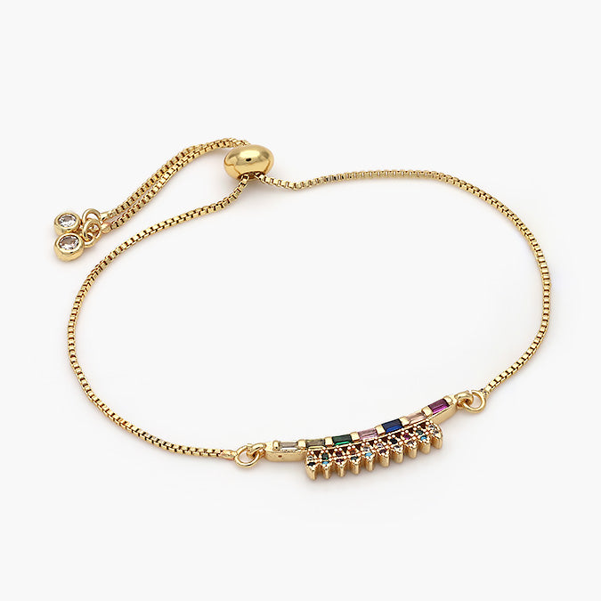 Pulsera Ajustable Chapa de Oro Zirconias Mod.508