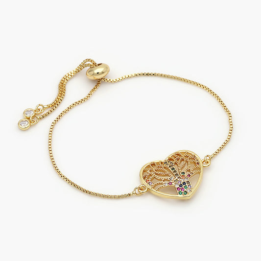 Pulsera Ajustable Chapa de Oro Arbol de la Vida Mod.623