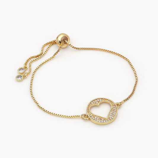 Pulsera Ajustable Chapa de Oro Corazón Mod.641