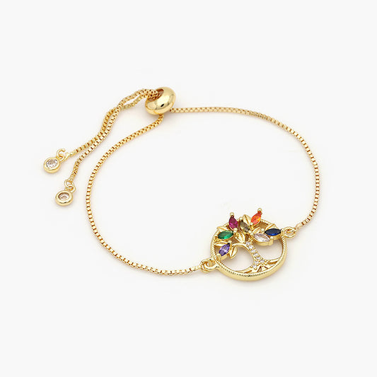 Pulsera Ajustable Chapa de Oro Árbol de la Vida Mod.656