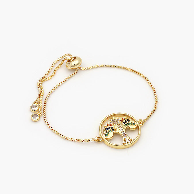 Pulsera Ajustable Chapa de Oro Árbol de la Vida Mod.664