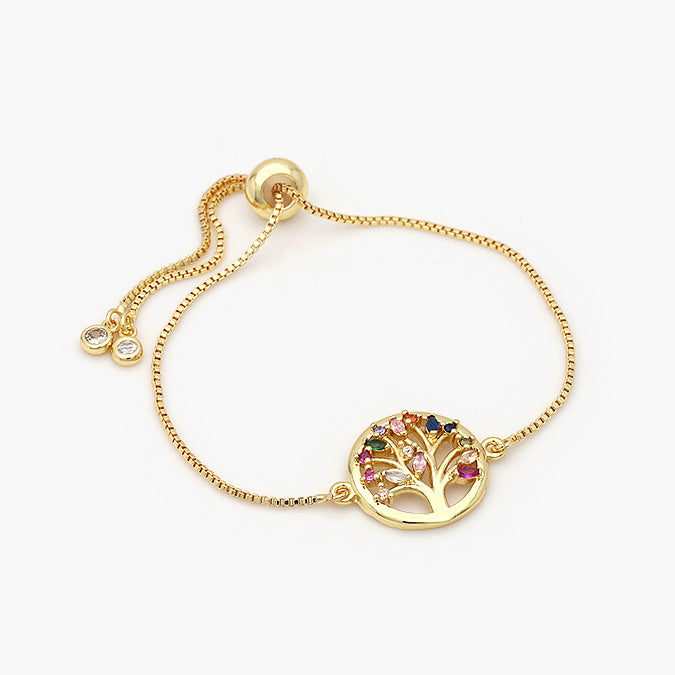 Pulsera Ajustable Chapa de Oro Árbol de la Vida Mod.666