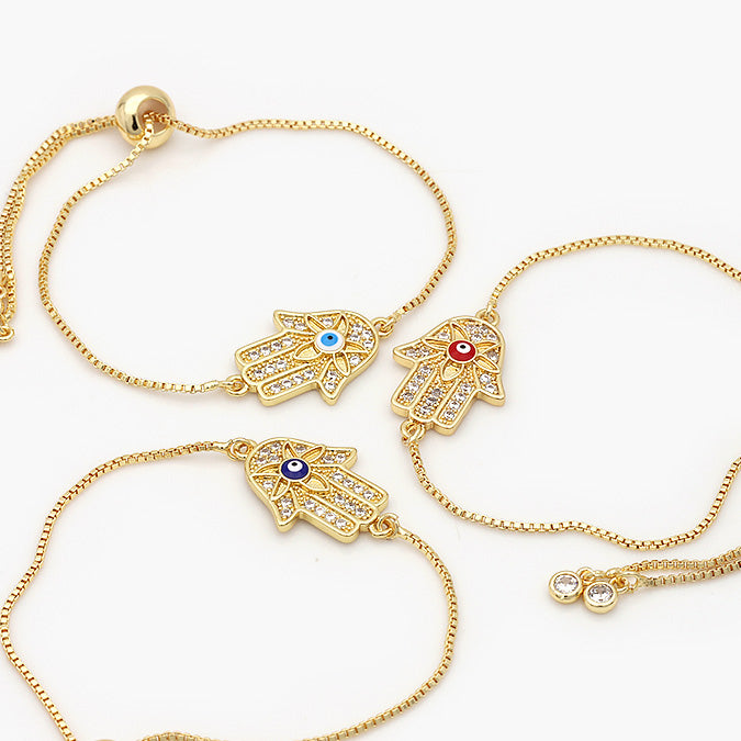 Pulsera Ajustable Chapa de Oro Mano de Fátima Mod.668