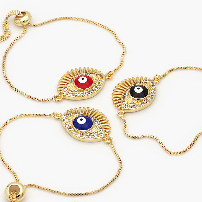 Pulsera Ajustable Chapa de Oro Ojo Turco Mod.672