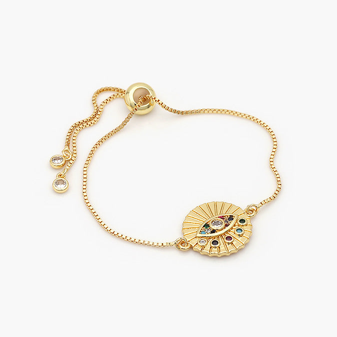 Pulsera Ajustable Chapa de Oro Ojo Turco Mod.676
