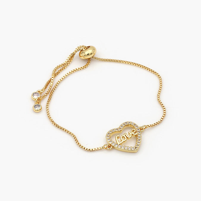 Pulsera Ajustable Chapa de Oro Love Mod.706