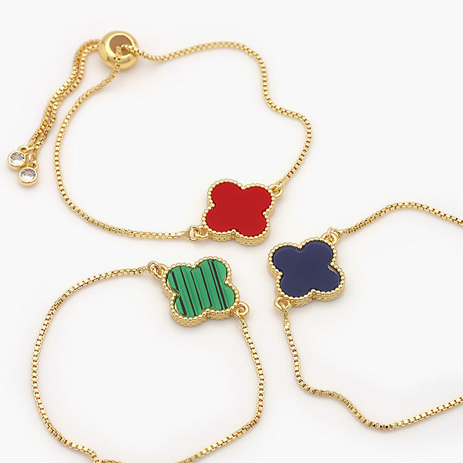 Pulsera Ajustable Chapa de Oro Flor Mod.743