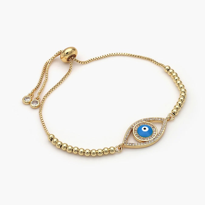 Pulsera Ajustable Chapa de Oro Ojo Turco Mod.372