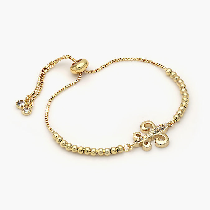 Pulsera Ajustable Chapa de Oro Flor de Lis Mod.383