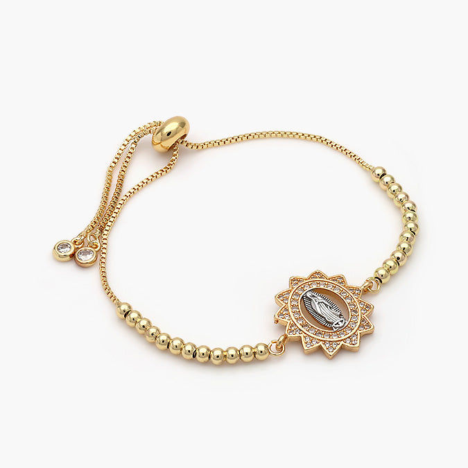Pulsera Ajustable Chapa de Oro Virgen de Guadalupe Mod.433