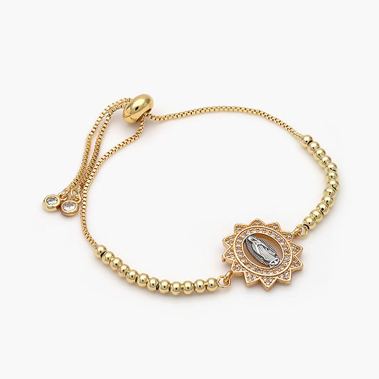 Pulsera Ajustable Chapa de Oro Virgen de Guadalupe Mod.433