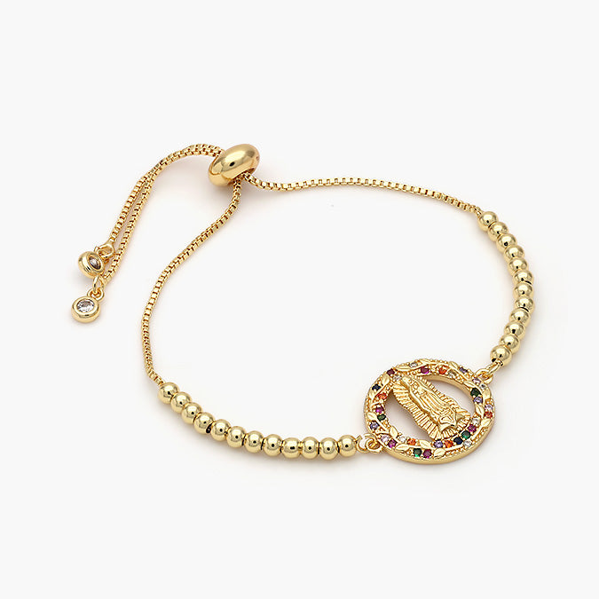 Pulsera Ajustable Chapa de Oro Virgen de Guadalupe Mod.434