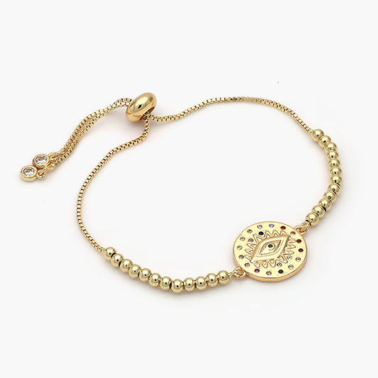 Pulsera Ajustable Chapa de Oro Ojo Turco Mod.478
