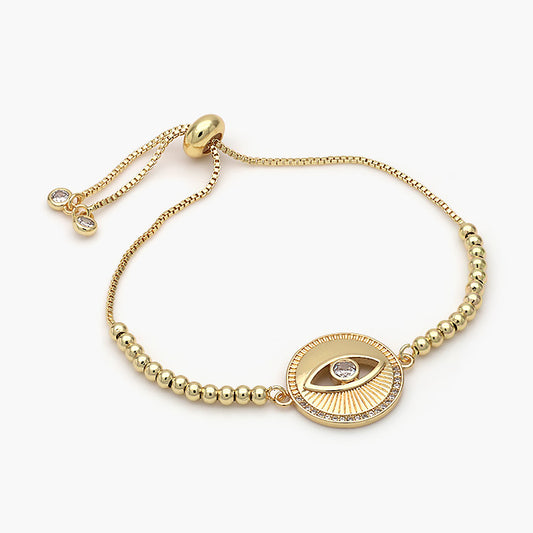 Pulsera Ajustable Chapa de Oro Ojo Turco Mod.479