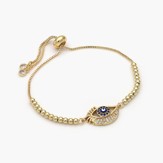 Pulsera Ajustable Chapa de Oro Ojo Turco Mod.480