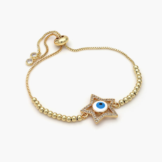 Pulsera Ajustable Chapa de Oro Ojo Turco Mod.485