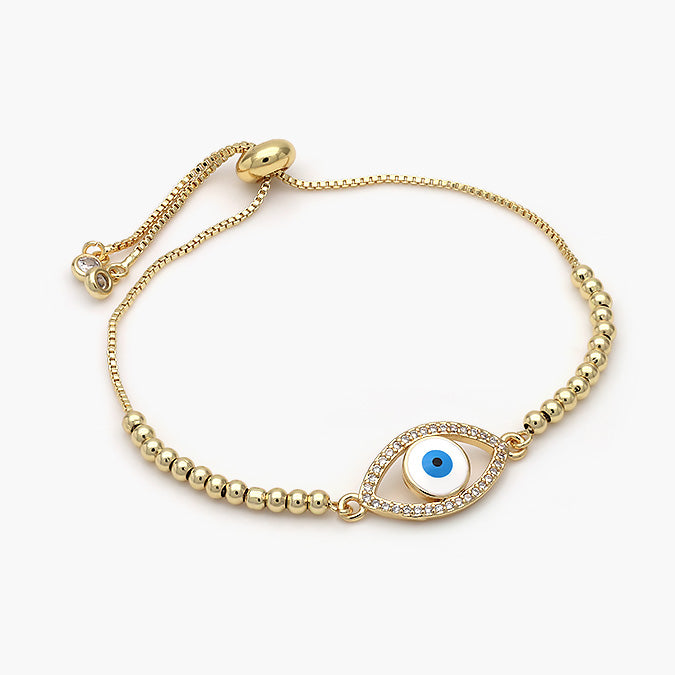 Pulsera Ajustable Chapa de Oro Ojo Turco Mod.486