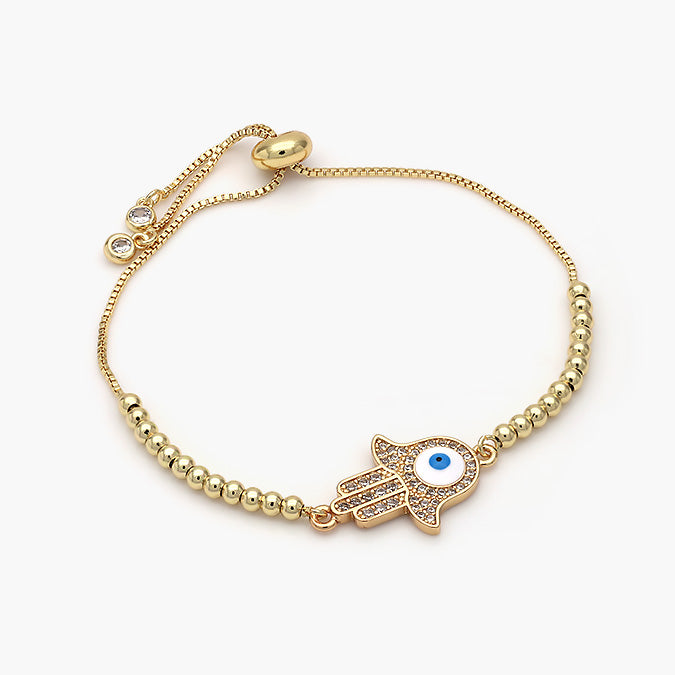 Pulsera Ajustable Chapa de Oro Mano de Fátima Mod.487