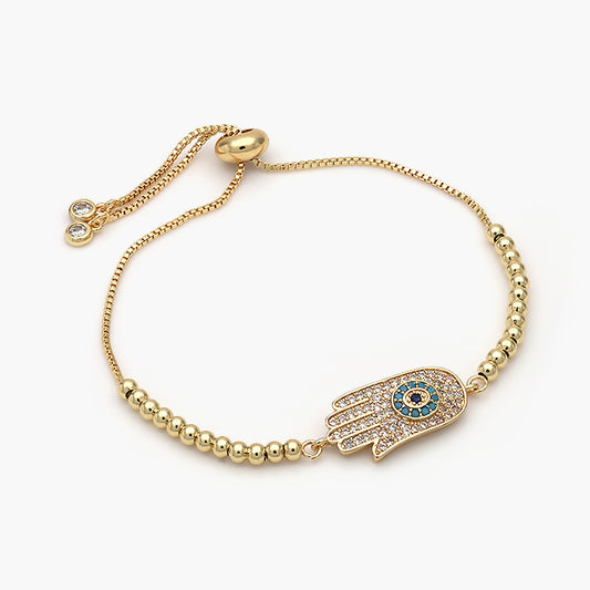 Pulsera Ajustable Chapa de Oro Mano de Fátima Mod.488