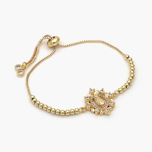 Pulsera Ajustable Chapa de Oro Virgen de Guadalupe Mod.499