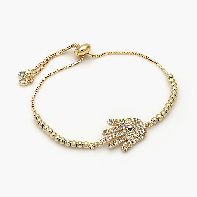 Pulsera Ajustable Chapa de Oro Mano de Fátima Mod.503