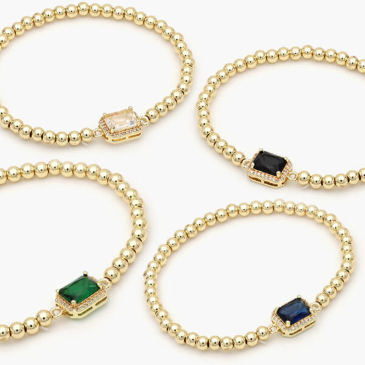 Pulsera Elástica Chapa de Oro Gemas Mod.572