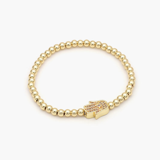 Pulsera Elástica Chapa de Oro Mano de Fátima Mod.574