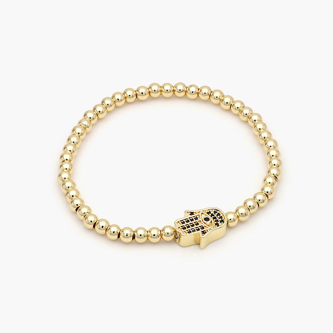Pulsera Elástica Chapa de Oro Mano de Fátima Mod.574