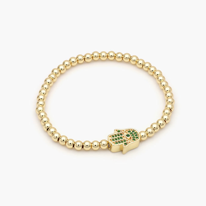 Pulsera Elástica Chapa de Oro Mano de Fátima Mod.574