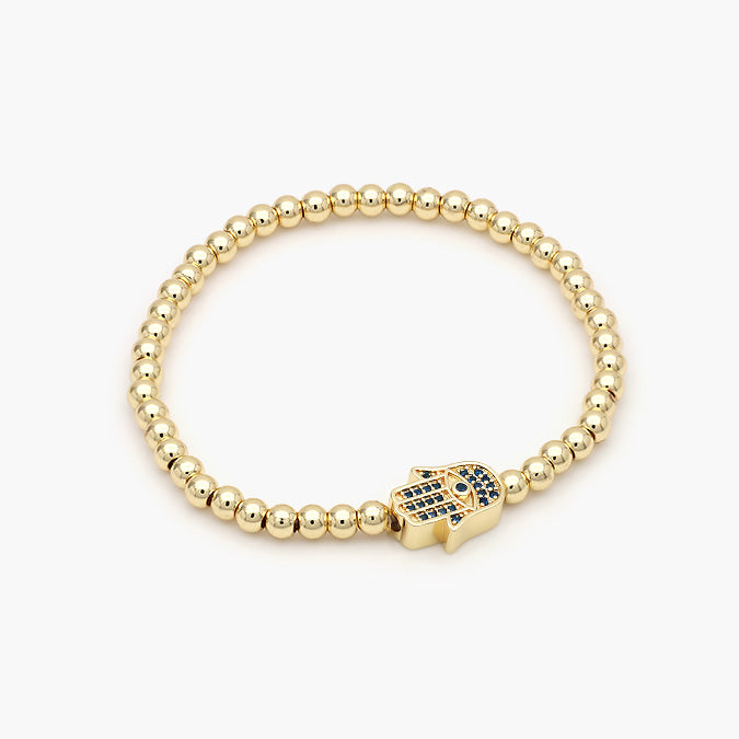Pulsera Elástica Chapa de Oro Mano de Fátima Mod.574