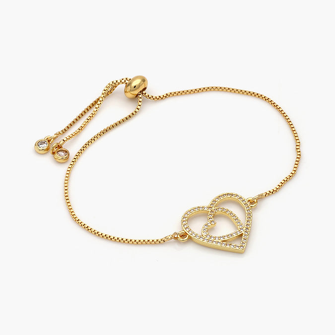 Pulsera Ajustable Chapa de Oro Corazón Mod.387