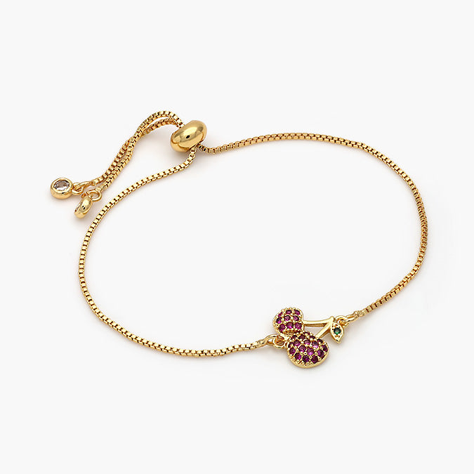 Pulsera Ajustable Chapa de Oro Cerezas Mod.441