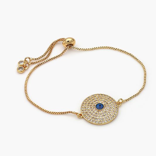 Pulsera Ajustable Chapa de Oro Ojo Turco Azul Mod.446