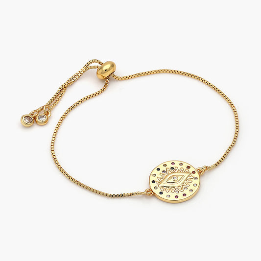 Pulsera Ajustable Chapa de Oro Ojo Turco Mod.447