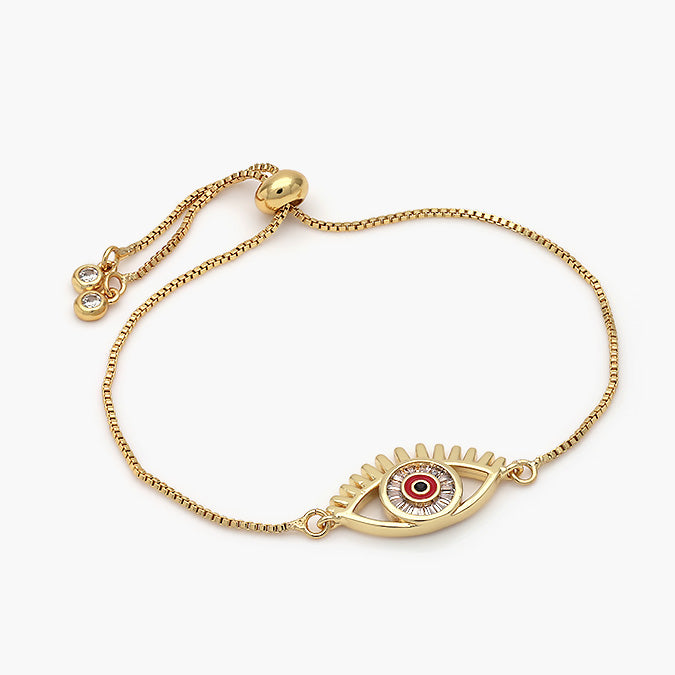 Pulsera Ajustable Chapa de Oro Ojo Turco Rojo Mod.450