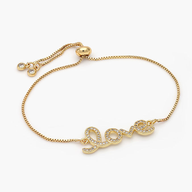 Pulsera Ajustable Chapa de Oro Love Mod.461