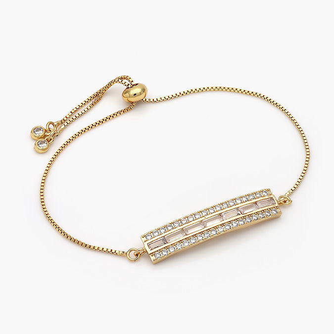 Pulsera Ajustable Chapa de Oro Zirconias Mod.509