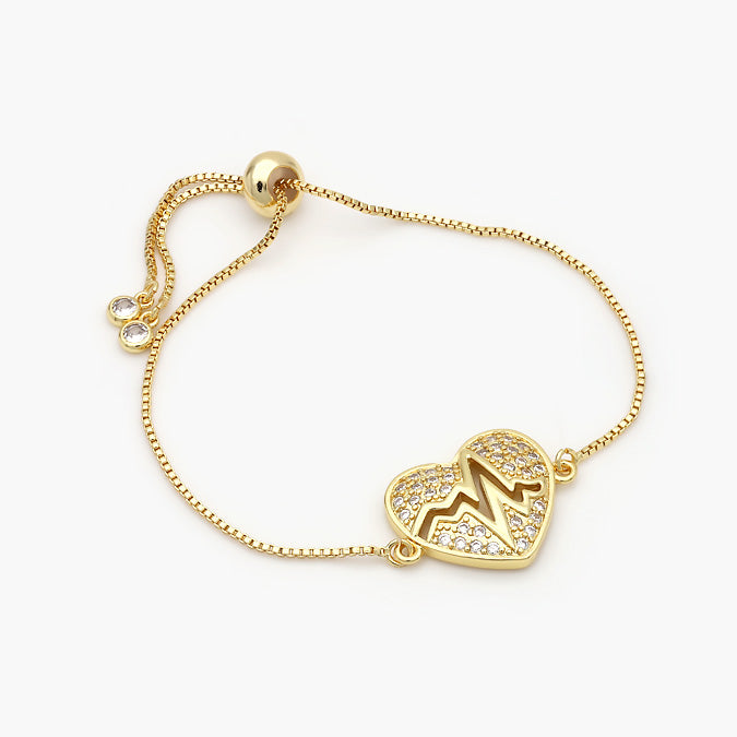 Pulsera Ajustable Chapa de Oro Corazón Mod.617