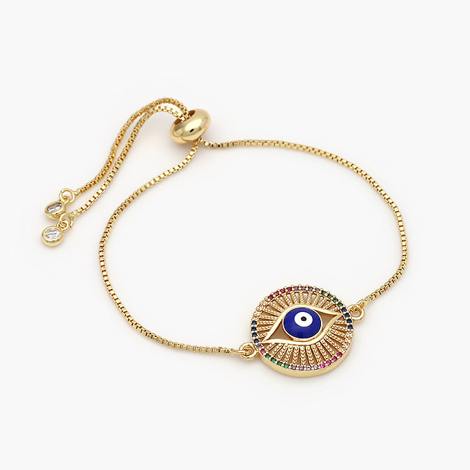 Pulsera Ajustable Chapa de Oro Ojo Turco Mod.640