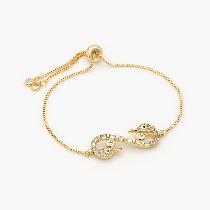 Pulsera Ajustable Chapa de Oro Cisnes Mod.655